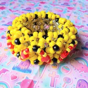 Yellow and Black Pikachu Themed Kandi Cuff